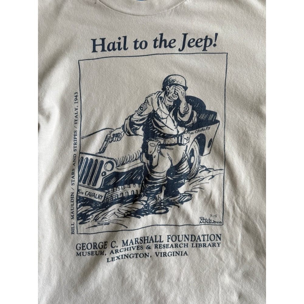 Vintage Hanes Beefy-T Bill Mauldin Hail to the Jeep George Marshall Foundation S